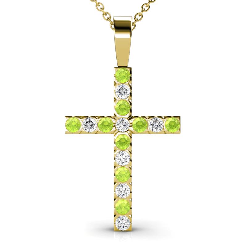 Aja Peridot and Diamond Cross Pendant 