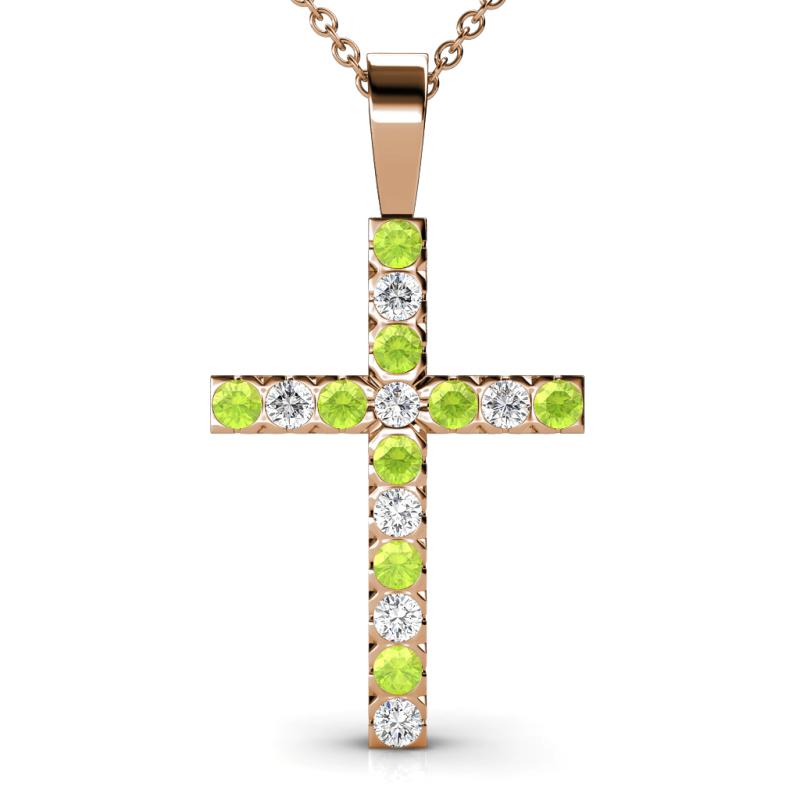 Aja Peridot and Diamond Cross Pendant 