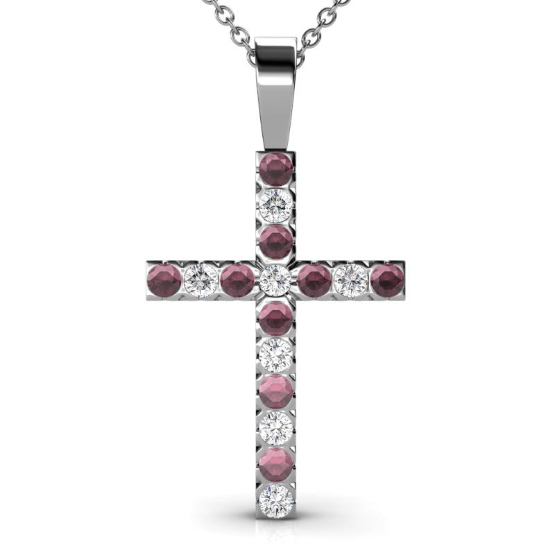 Aja Rhodolite Garnet and Diamond Cross Pendant 
