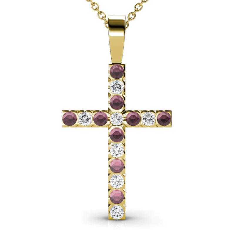 Aja Rhodolite Garnet and Diamond Cross Pendant 