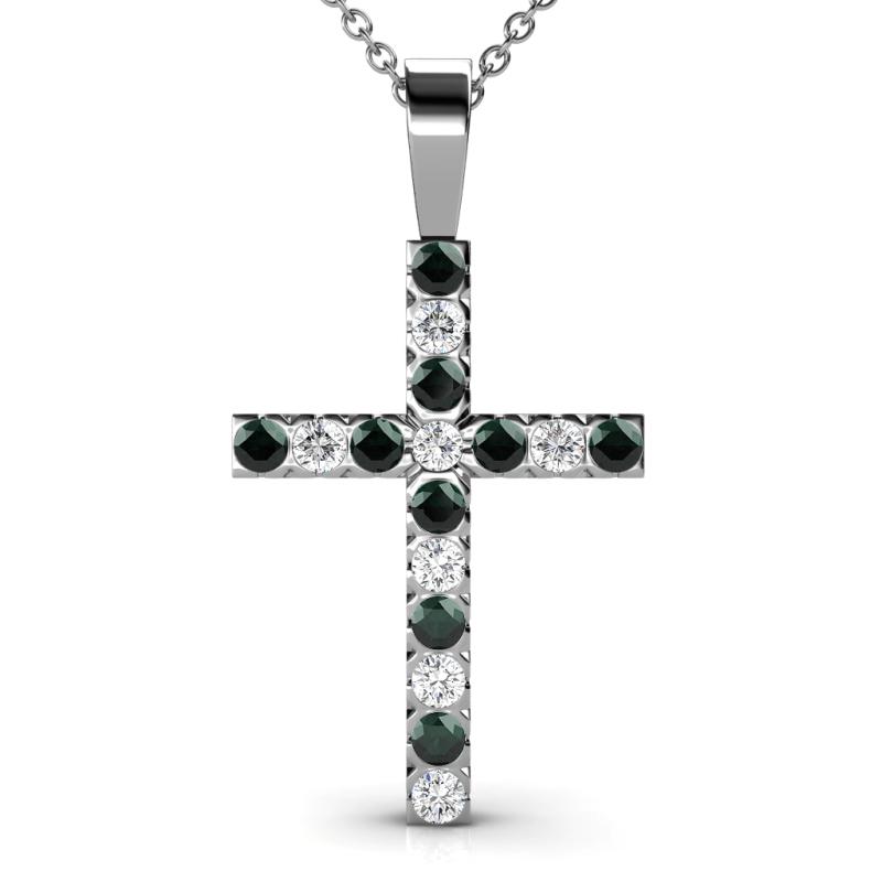 Aja Emerald and Diamond Cross Pendant 