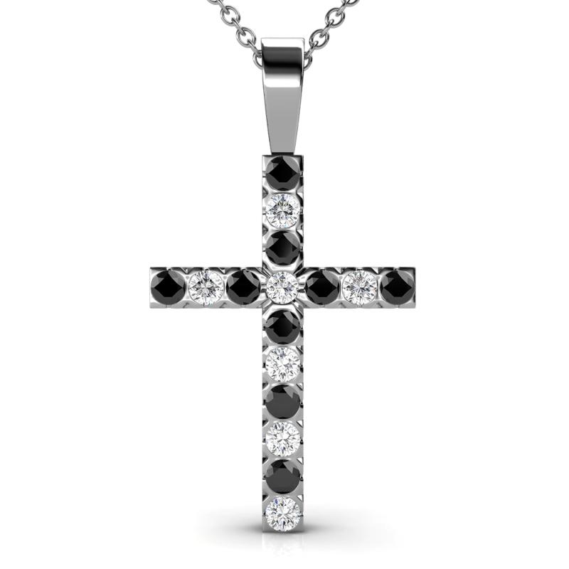 Aja Treated Black and White Diamond Cross Pendant 