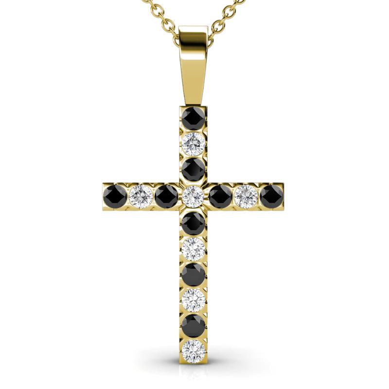 Aja Treated Black and White Diamond Cross Pendant 