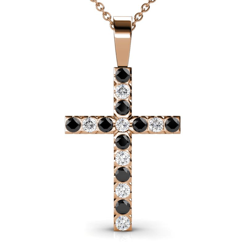 Aja Treated Black and White Diamond Cross Pendant 