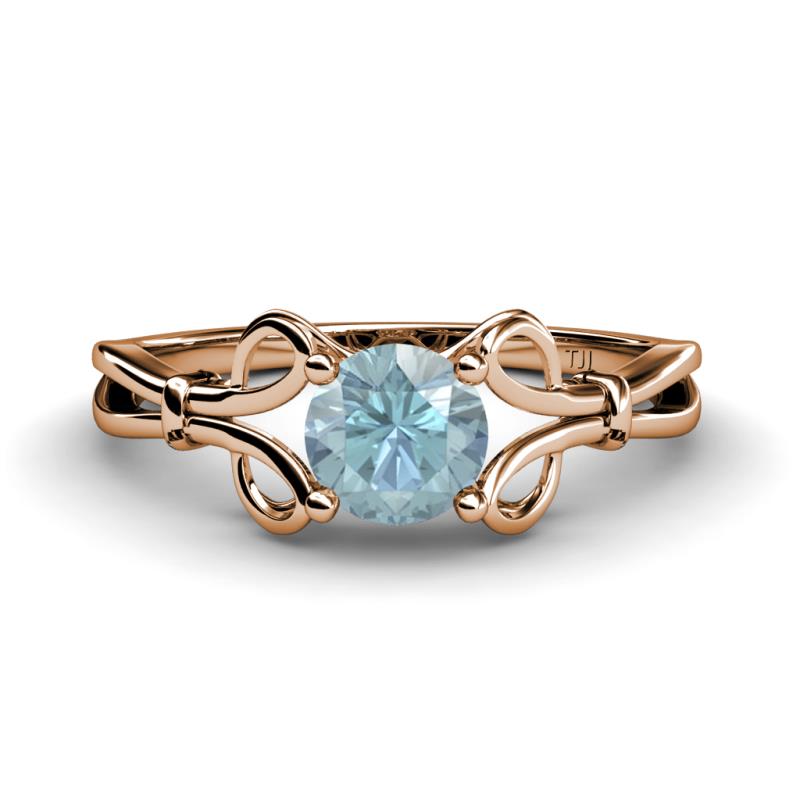 Trissie Aquamarine Floral Solitaire Engagement Ring 