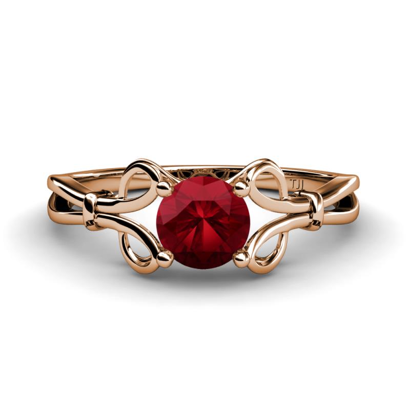 Trissie Ruby Floral Solitaire Engagement Ring 