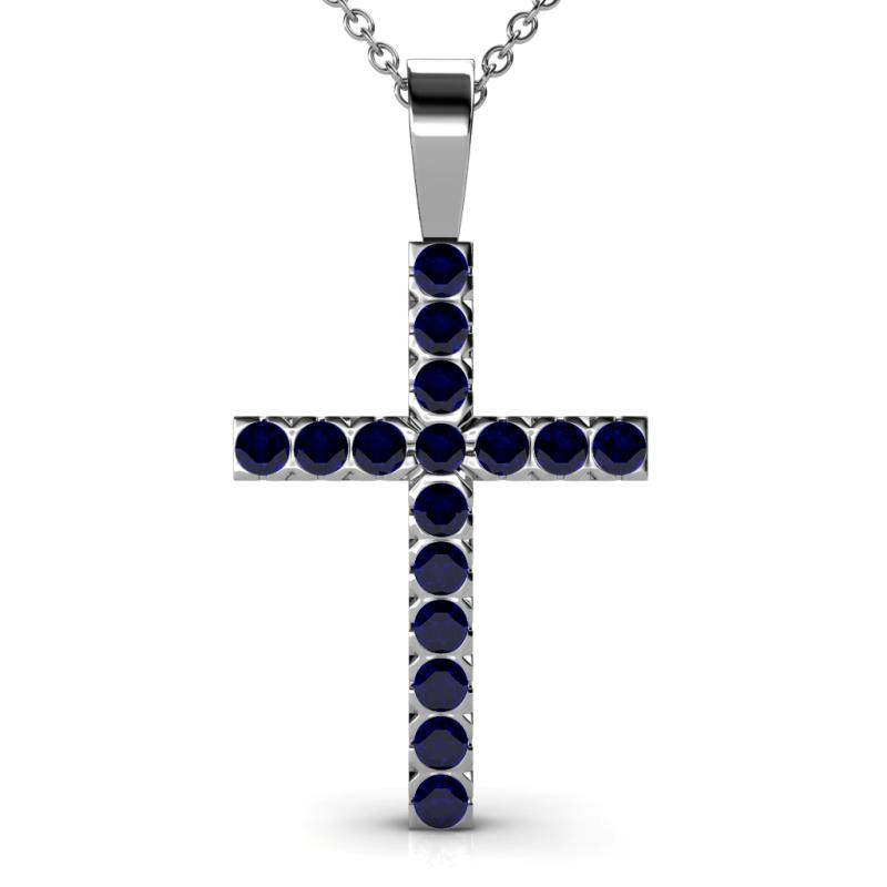 Aja Blue Sapphire Cross Pendant 