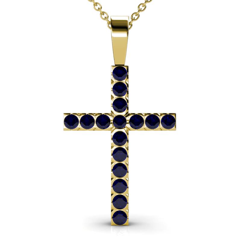 Aja Blue Sapphire Cross Pendant 