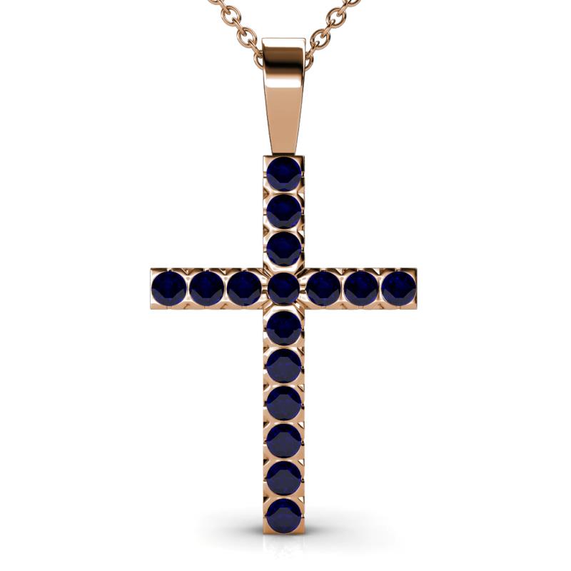Aja Blue Sapphire Cross Pendant 