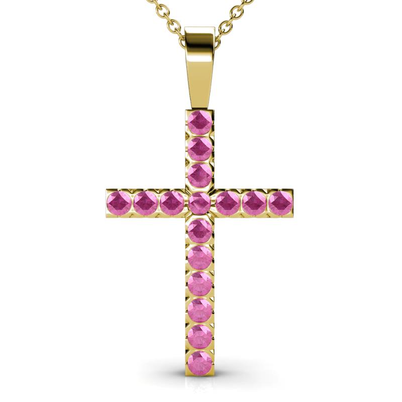 Aja Pink Sapphire Cross Pendant 