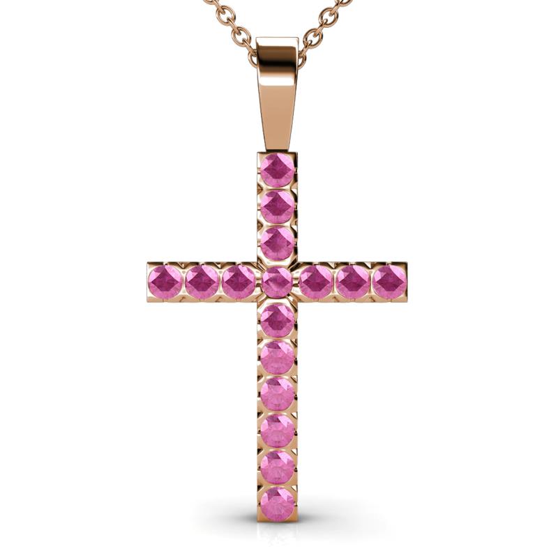 Aja Pink Sapphire Cross Pendant 
