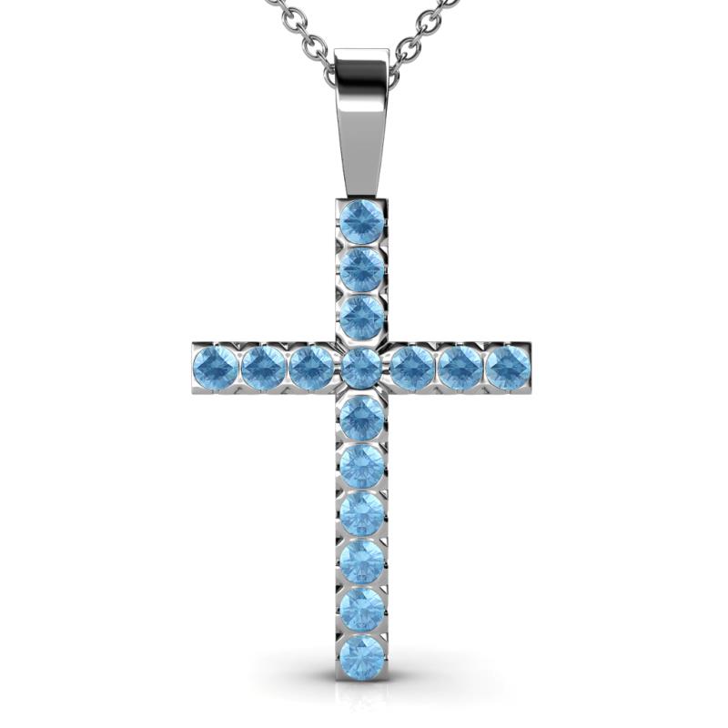 Aja Blue Topaz Cross Pendant 