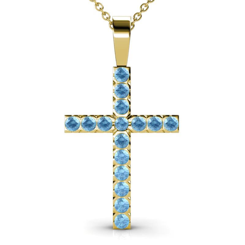 Aja Blue Topaz Cross Pendant 