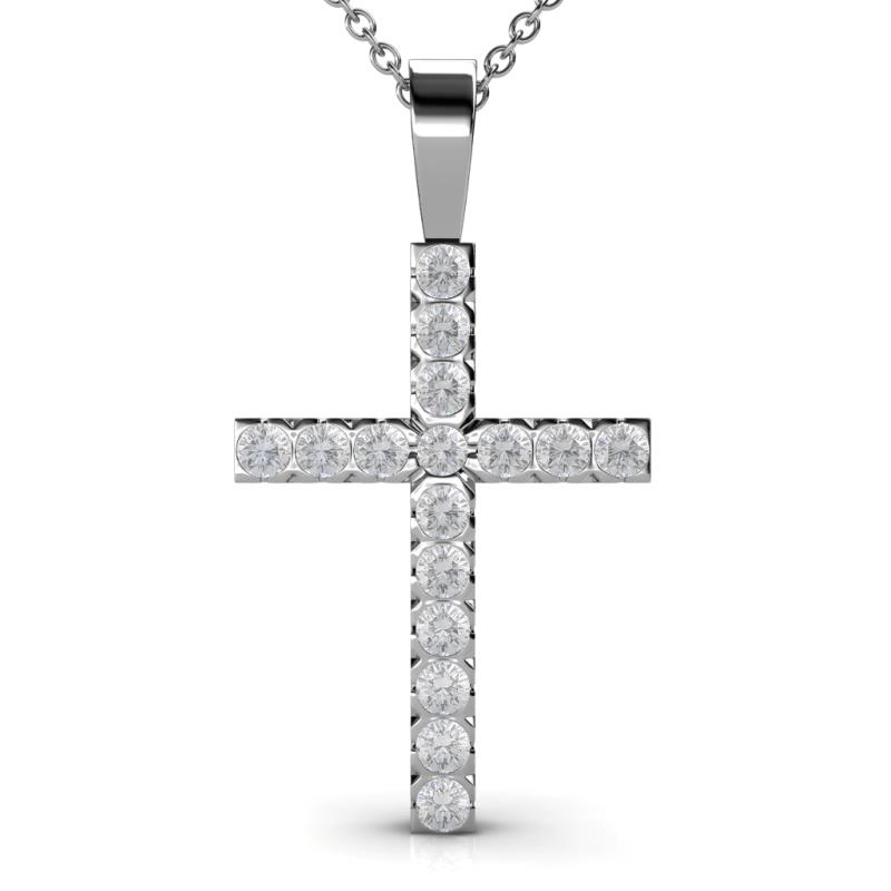 Aja White Sapphire Cross Pendant 