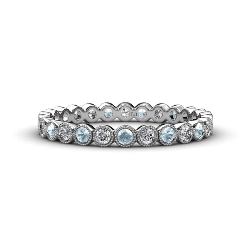 Arria 2.40 mm Aquamarine and Diamond Eternity Band 