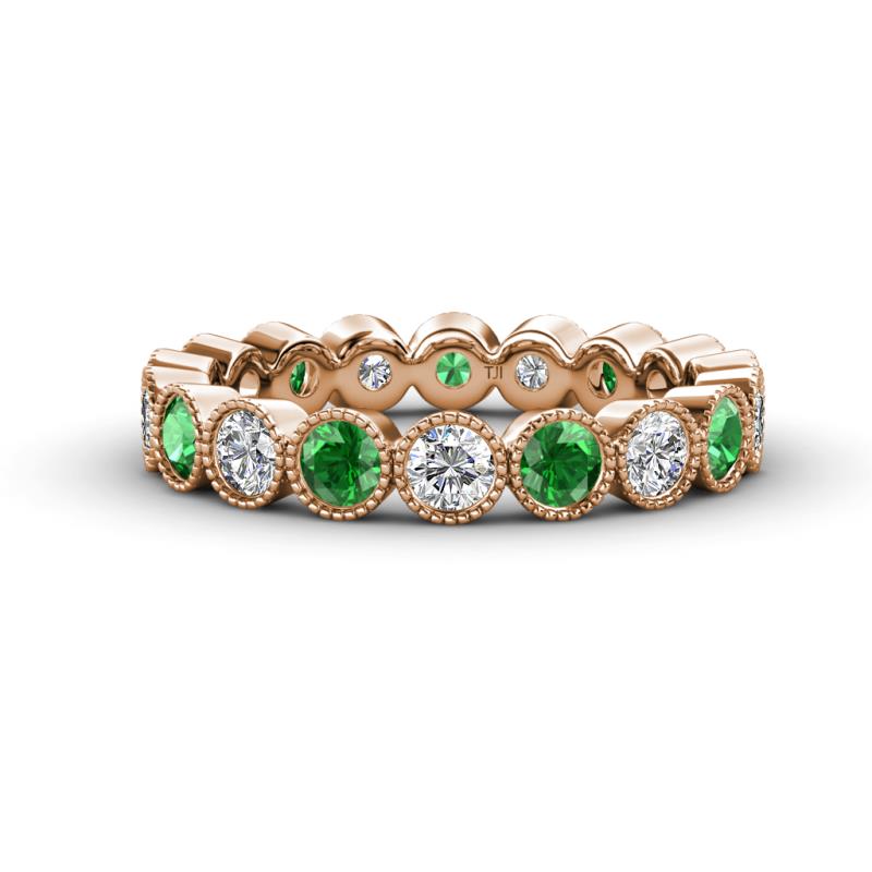 Arria 3.00 mm Green Garnet and Diamond Eternity Band 