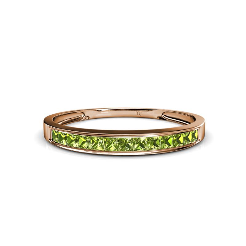 Aqilia 2.00 mm Princess Cut Peridot 13 Stone Wedding Band 