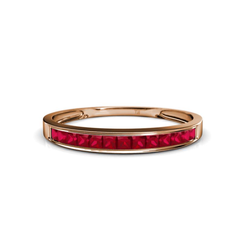 Aqilia 2.00 mm Princess Cut Ruby 13 Stone Wedding Band 