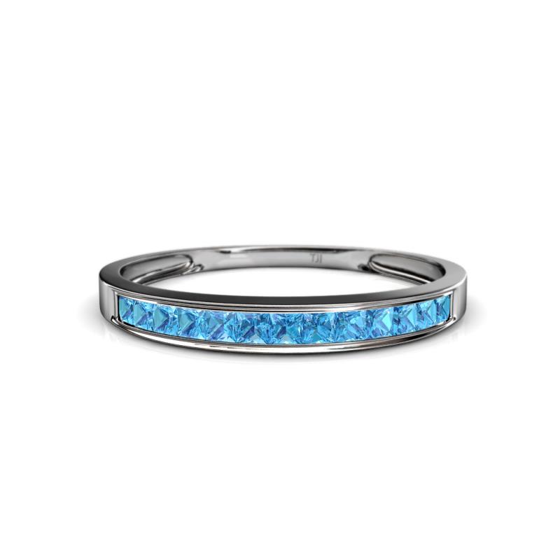 Aqilia 2.00 mm Princess Cut Blue Topaz 13 Stone Wedding Band 
