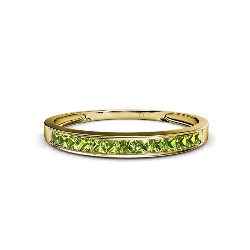 Aqilia 2.00 mm Princess Cut Peridot 13 Stone Wedding Band 