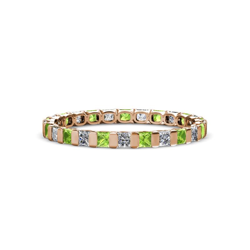 Clarissa 2.50 mm Princess Cut Peridot and Diamond Eternity Band 