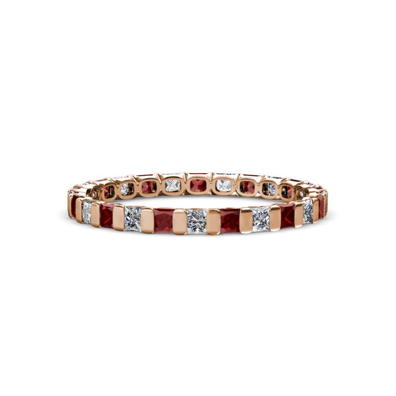 Clarissa 2.50 mm Princess Cut Red Garnet and Diamond Eternity Band 