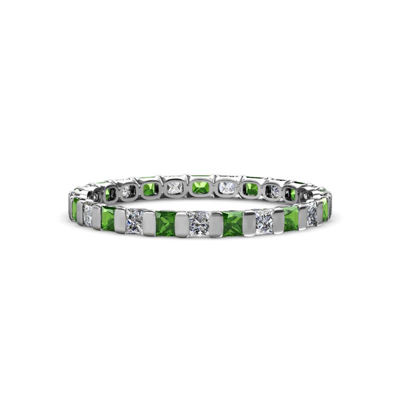 Clarissa 2.50 mm Princess Cut Green Garnet and Diamond Eternity Band 