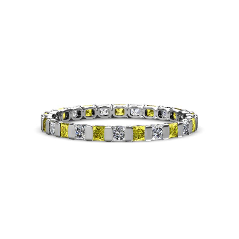 Clarissa 2.50 mm Princess Cut Yellow and White Diamond Eternity Band 