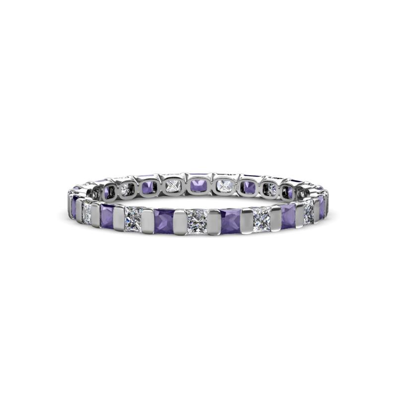 Clarissa 2.50 mm Princess Cut Iolite and Diamond Eternity Band 