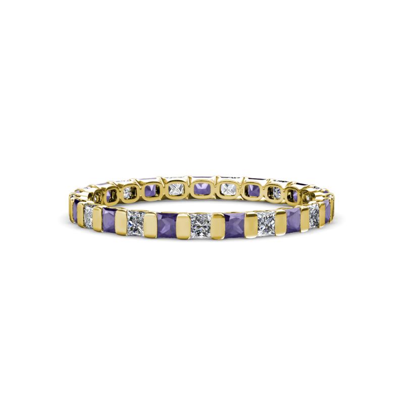 Clarissa 2.50 mm Princess Cut Iolite and Diamond Eternity Band 