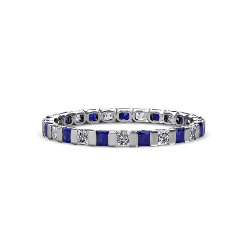 Clarissa 2.50 mm Princess Cut Blue Sapphire and Diamond Eternity Band 