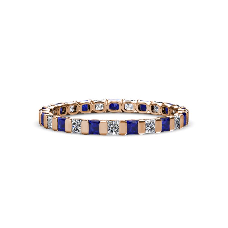 Clarissa 2.50 mm Princess Cut Blue Sapphire and Diamond Eternity Band 