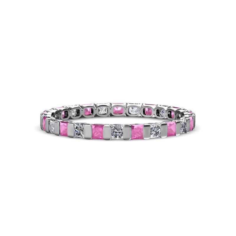 Clarissa 2.50 mm Princess Cut Pink Sapphire and Diamond Eternity Band 