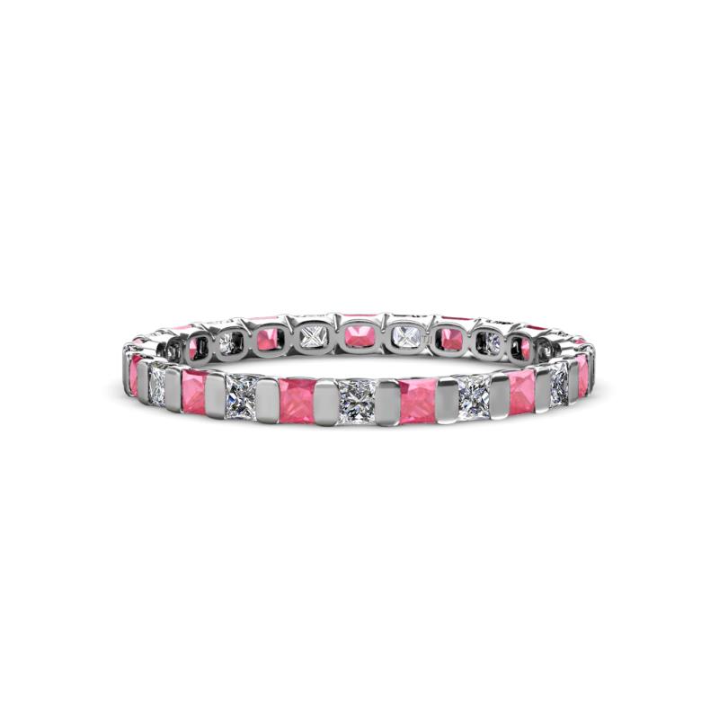 Clarissa 2.50 mm Princess Cut Pink Tourmaline and Diamond Eternity Band 