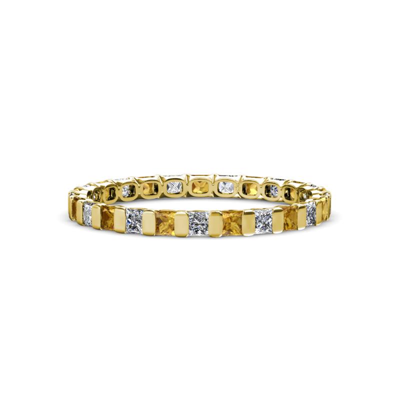 Clarissa 2.50 mm Princess Cut Citrine and Diamond Eternity Band 