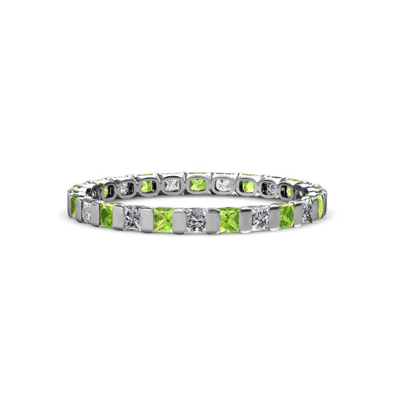 Clarissa 2.50 mm Princess Cut Peridot and Diamond Eternity Band 