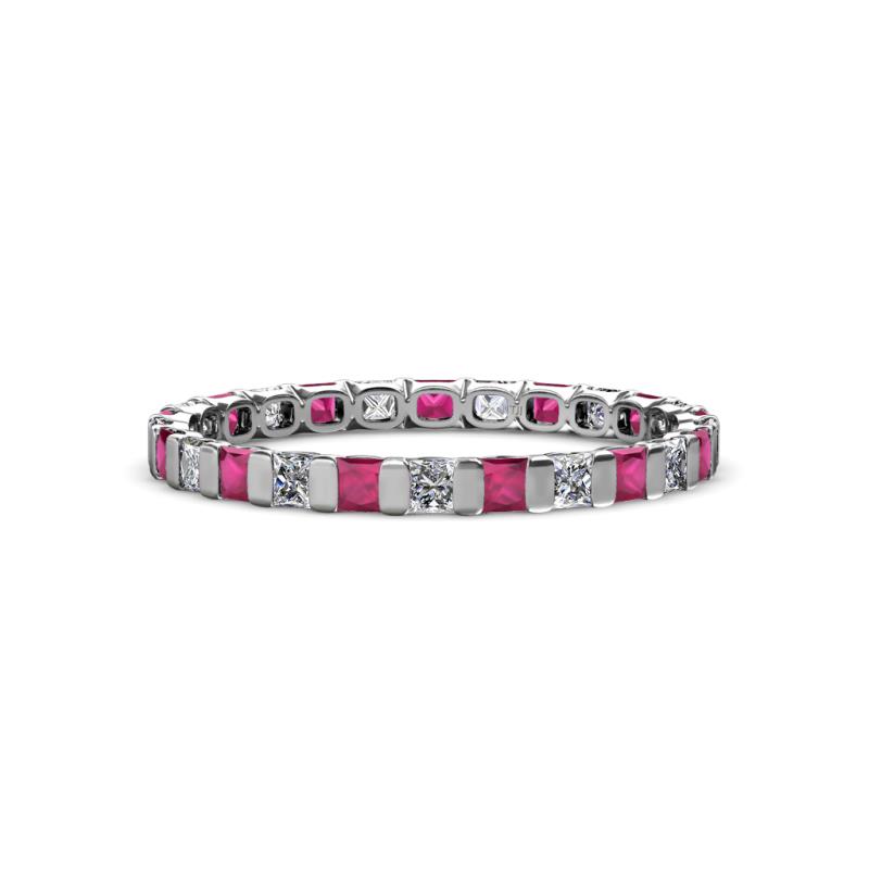 Clarissa 2.50 mm Princess Cut Ruby and Diamond Eternity Band 