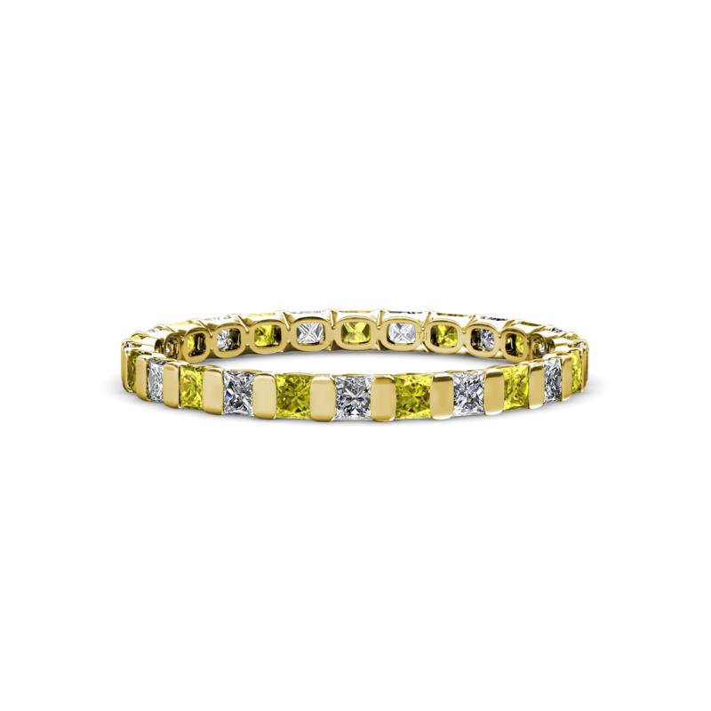 Clarissa 2.50 mm Princess Cut Yellow and White Diamond Eternity Band 