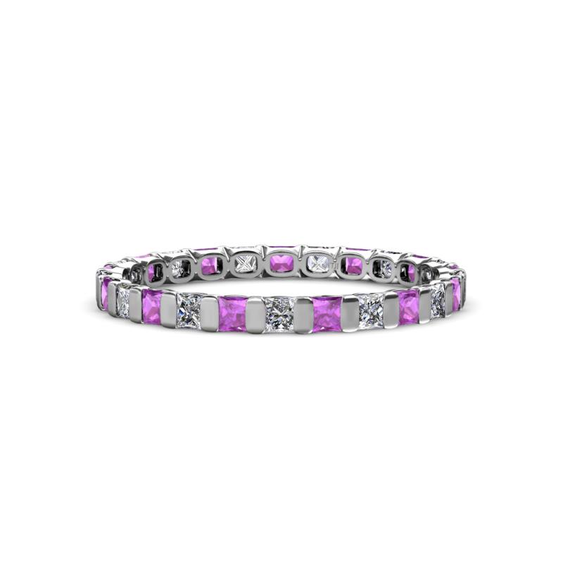Clarissa 2.50 mm Princess Cut Amethyst and Diamond Eternity Band 