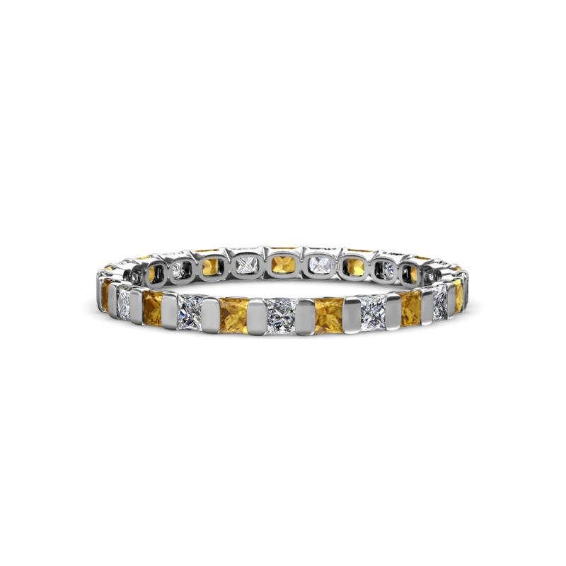 Clarissa 2.50 mm Princess Cut Citrine and Diamond Eternity Band 