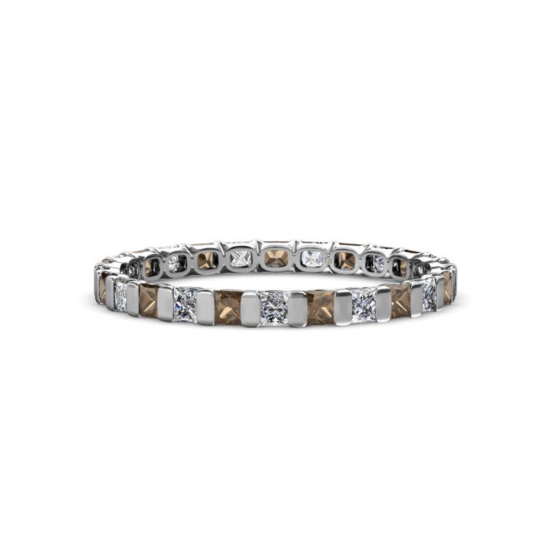 Clarissa 2.50 mm Princess Cut Smoky Quartz and Diamond Eternity Band 