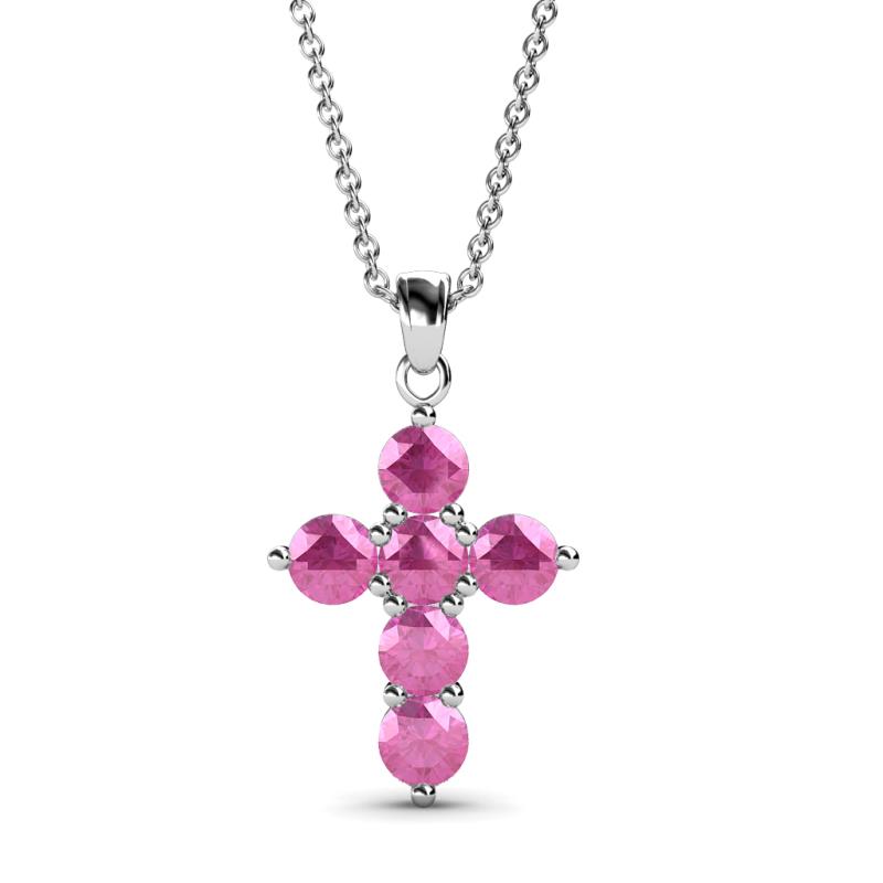 Isabella Pink Sapphire Cross Pendant Pink Sapphire Womens Cross Pendant Necklace ctw K White GoldIncluded Inches K White Gold Chain