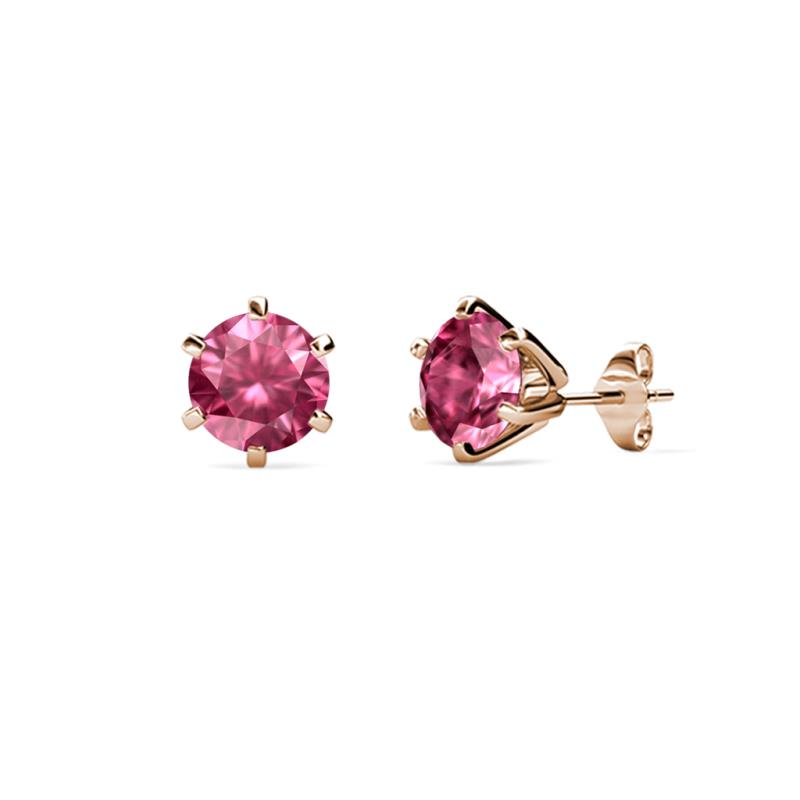 Kenna Pink Tourmaline (4mm) Martini Solitaire Stud Earrings 