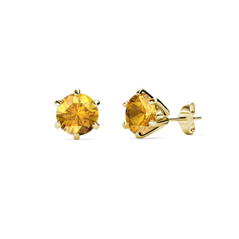 Ruby Six Prong Martini Solitaire Stud Earrings 0.53 ctw 14K Yellow Gold ...