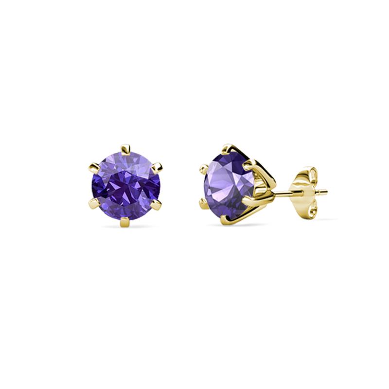 Kenna Iolite (4mm) Martini Solitaire Stud Earrings 