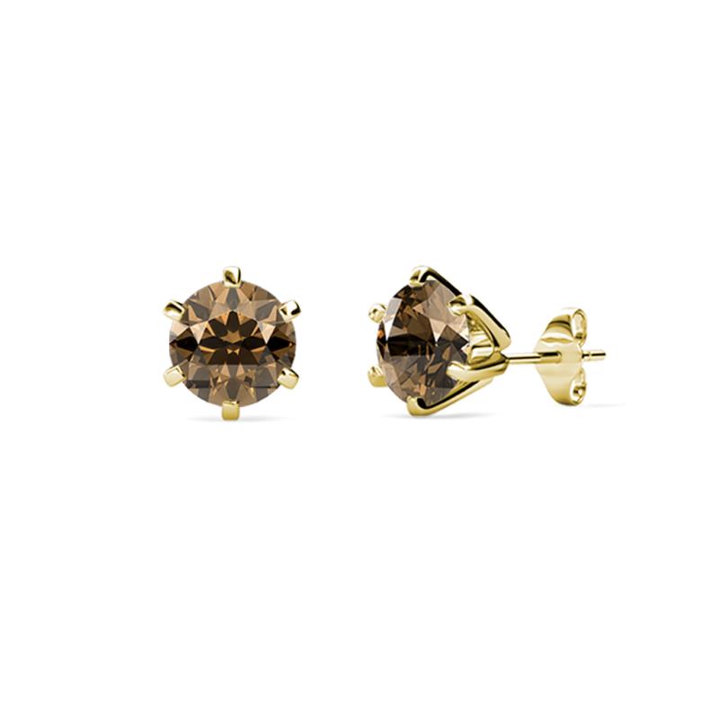 Kenna Smoky Quartz (4mm) Martini Solitaire Stud Earrings 