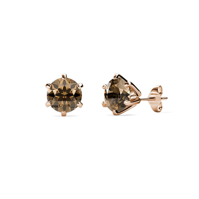 Kenna Smoky Quartz (4mm) Martini Solitaire Stud Earrings 