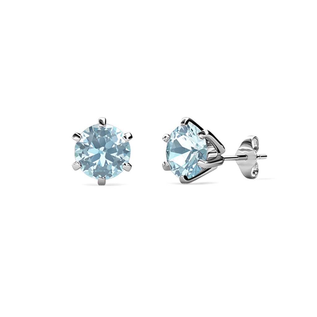 Kenna Aquamarine (4mm) Martini Solitaire Stud Earrings 