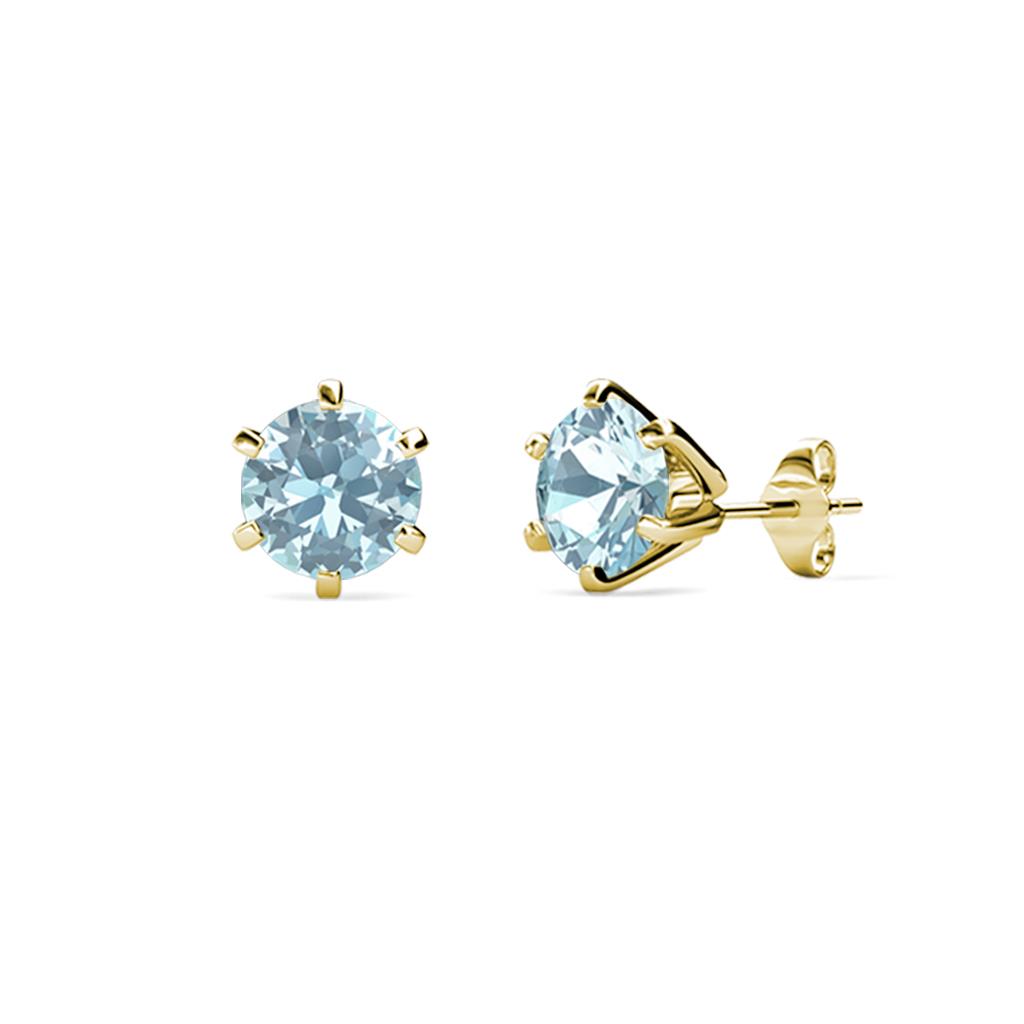 Kenna Aquamarine (4mm) Martini Solitaire Stud Earrings 