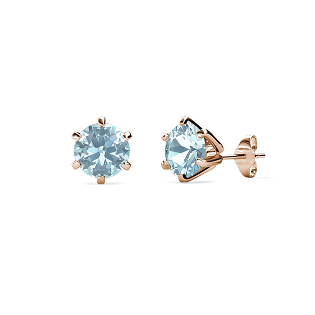 Kenna Aquamarine (4mm) Martini Solitaire Stud Earrings 